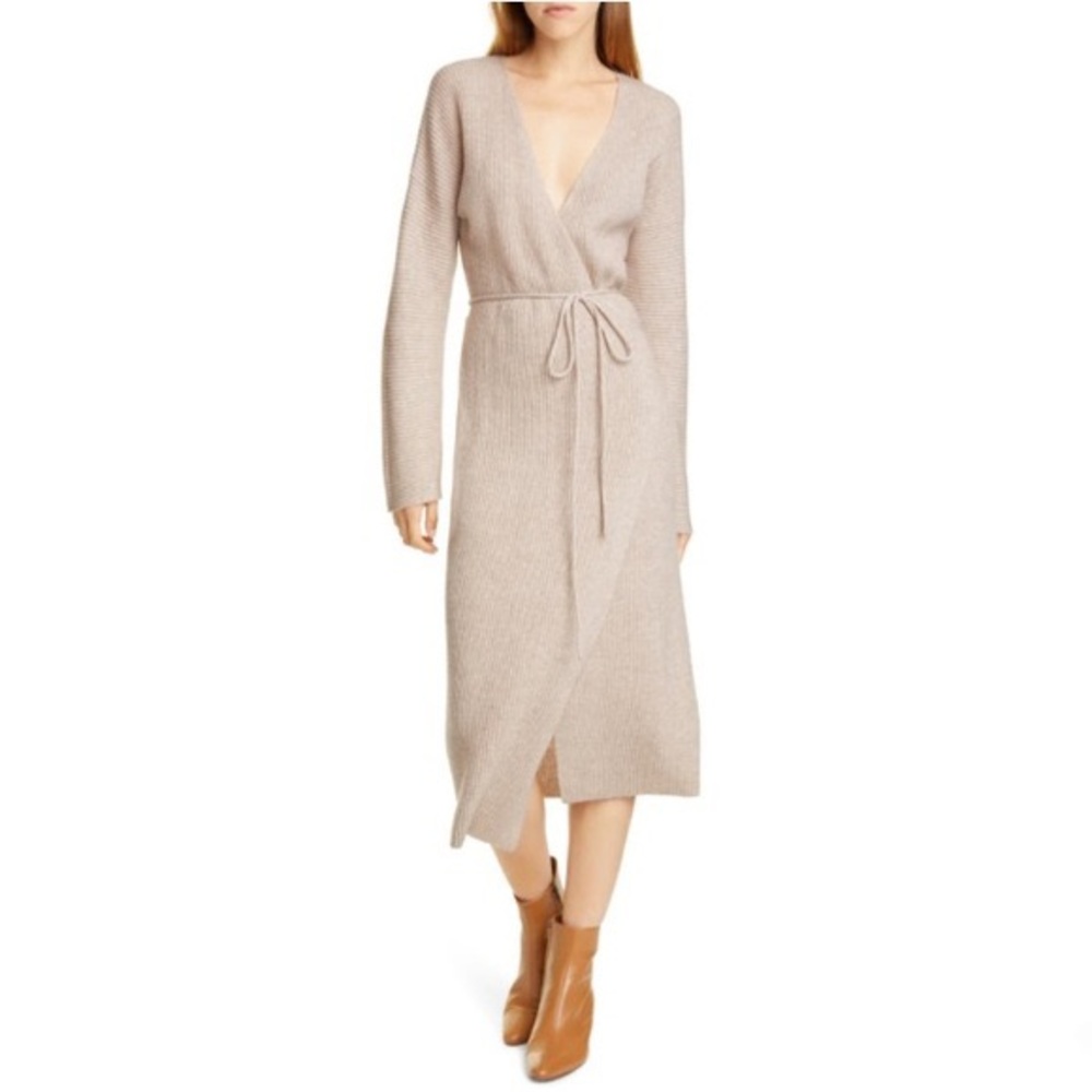 Vince Cashmere Wool Ribbed Wrap Dress XS